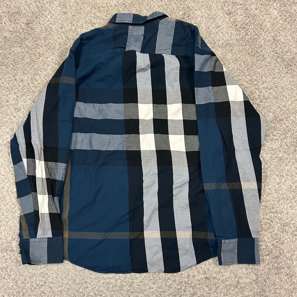 Burberry Brit Button Down Shirt XXL Blue Checkered Long Sleeve Cotton - Picture 9 of 9